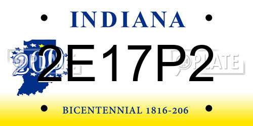 2E17P2 Indiana License Plate