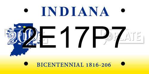 2E17P7 Indiana License Plate