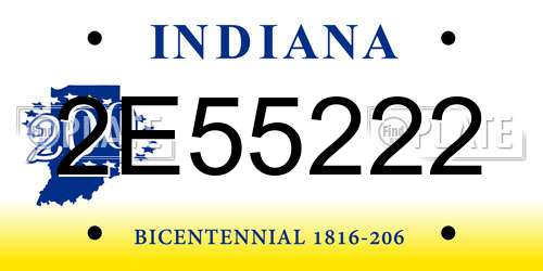 2E55222 Indiana License Plate