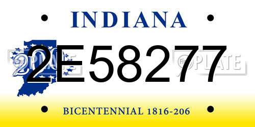 2E58277 Indiana License Plate