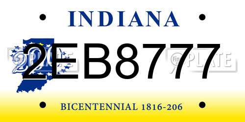 2EB8777 Indiana License Plate