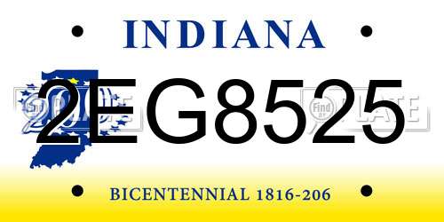 2EG8525 Indiana License Plate