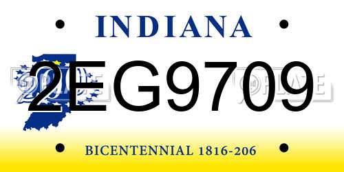 2EG9709 Indiana License Plate