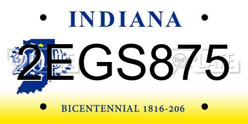 2EGS875 Indiana License Plate