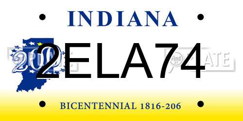 2ELA74 Indiana License Plate