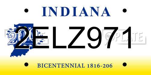 2ELZ971 Indiana License Plate