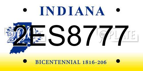 2ES8777 Indiana License Plate