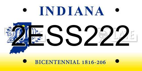 2ESS222 Indiana License Plate