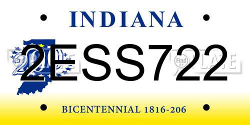 2ESS722 Indiana License Plate