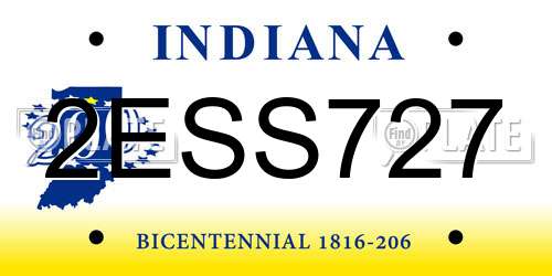 2ESS727 Indiana License Plate