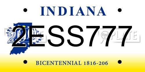 2ESS777 Indiana License Plate
