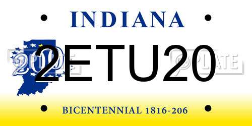 2ETU20 Indiana License Plate