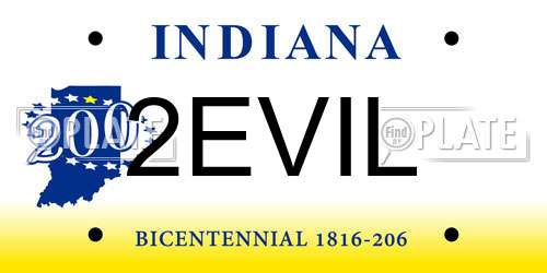 2EVIL Indiana License Plate