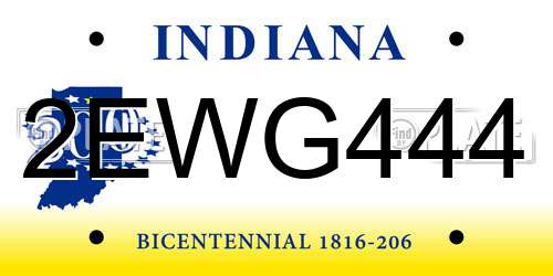 2EWG444 Indiana License Plate