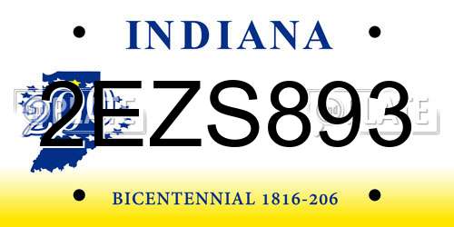 2EZS893 Indiana License Plate