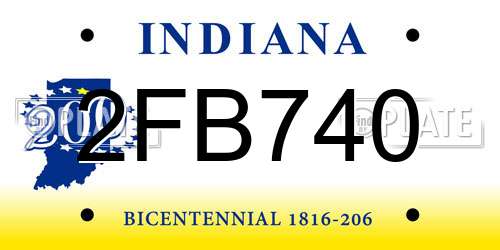2FB740 Indiana License Plate