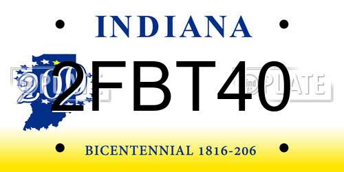 2FBT40 Indiana License Plate