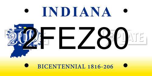 2FEZ80 Indiana License Plate
