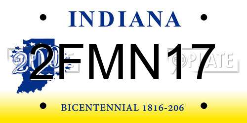 2FMN17 Indiana License Plate