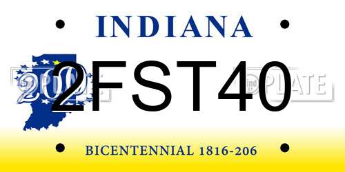 2FST40 Indiana License Plate