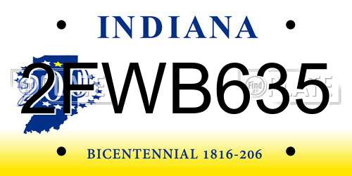 2FWB635 Indiana License Plate