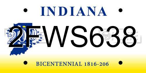 2FWS638 Indiana License Plate