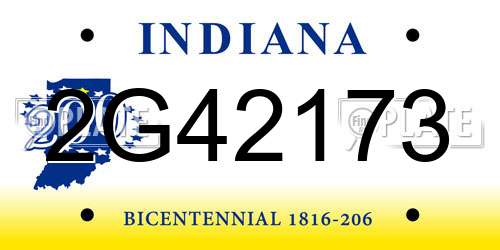 2G42173 Indiana License Plate