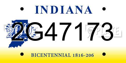 2G47173 Indiana License Plate