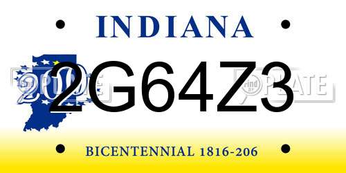 2G64Z3 Indiana License Plate