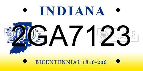 2GA7123 Indiana License Plate