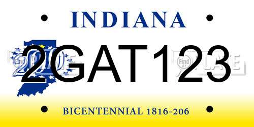 2GAT123 Indiana License Plate