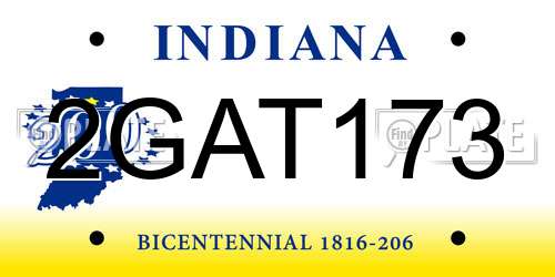 2GAT173 Indiana License Plate