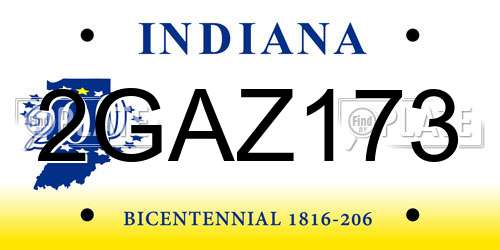 2GAZ173 Indiana License Plate