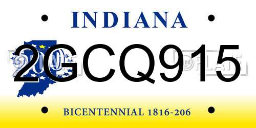 2GCQ915 Indiana License Plate