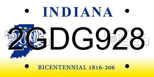 2GDG928 Indiana License Plate
