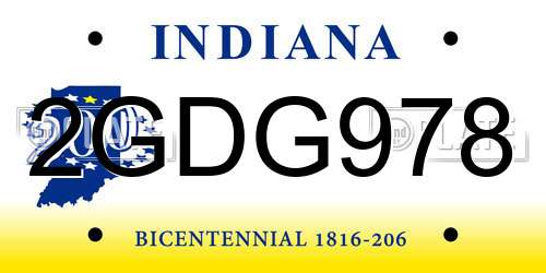 2GDG978 Indiana License Plate