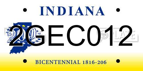 2GEC012 Indiana License Plate