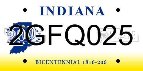 2GFQ025 Indiana License Plate