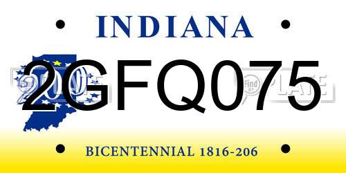 2GFQ075 Indiana License Plate