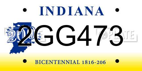 2GG473 Indiana License Plate