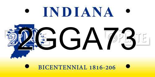 2GGA73 Indiana License Plate