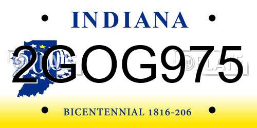2GOG975 Indiana License Plate