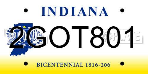 2GOT801 Indiana License Plate