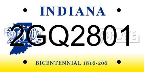 2GQ2801 Indiana License Plate