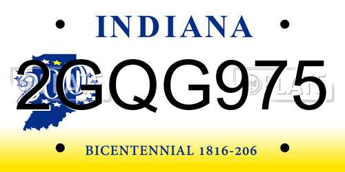 2GQG975 Indiana License Plate