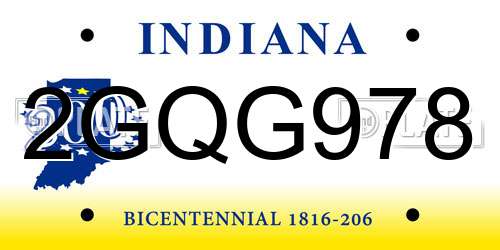 2GQG978 Indiana License Plate