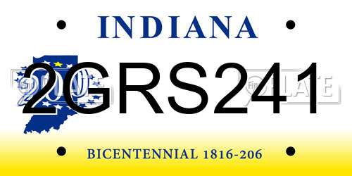 2GRS241 Indiana License Plate
