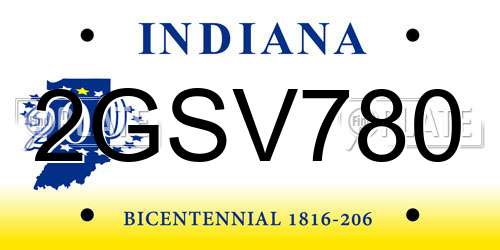 2GSV780 Indiana License Plate