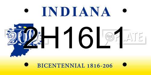 2H16L1 Indiana License Plate