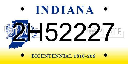 2H52227 Indiana License Plate